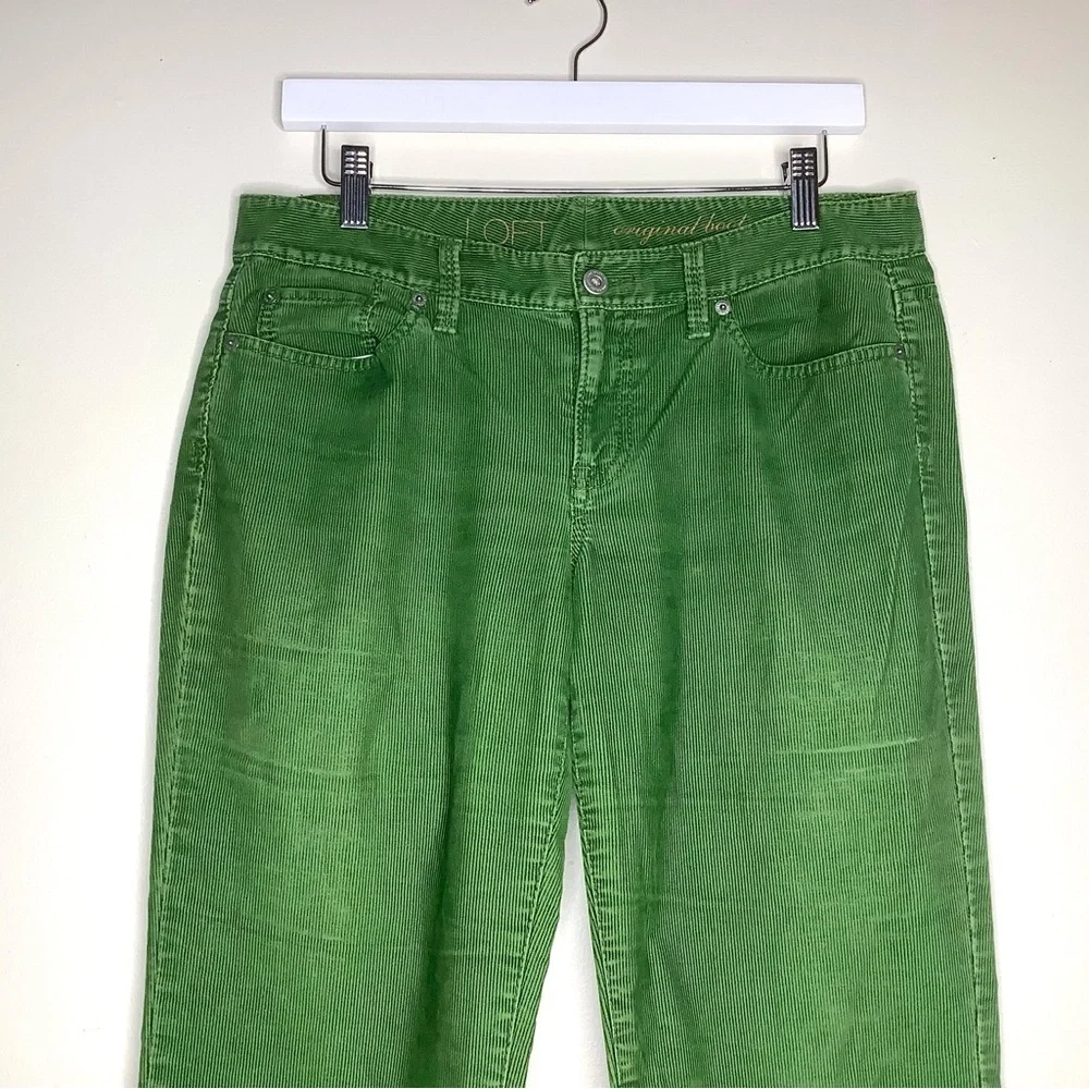 < LOFT Green Corduroy Original Bootcut Pants > - Picture 2 of 7